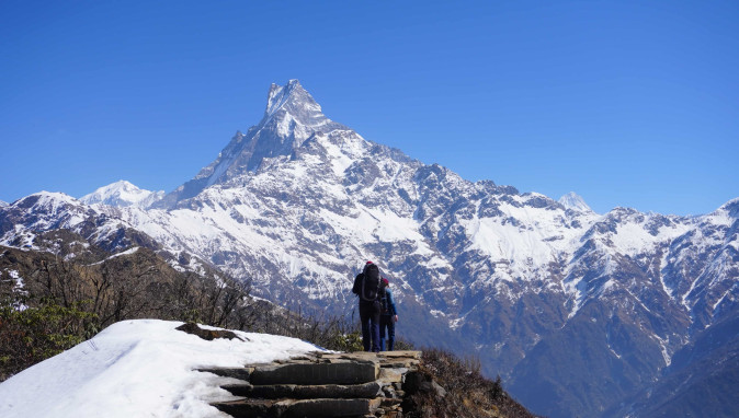 Hiking in mardi Himal trek Nepal